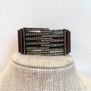 Rebel Designs Interlocked Crystal Line Leather Bracelet